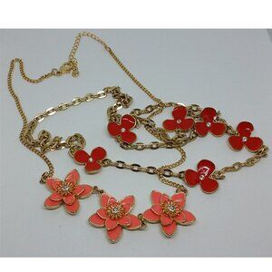 BUNDLE lot 2 gold red coral flower floral chain necklaces Liz Claiborne and more